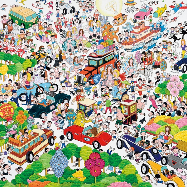 여동헌, 동네꼬마녀석들-모여라, 130x130cm, Acrylic on canvas, 2018
