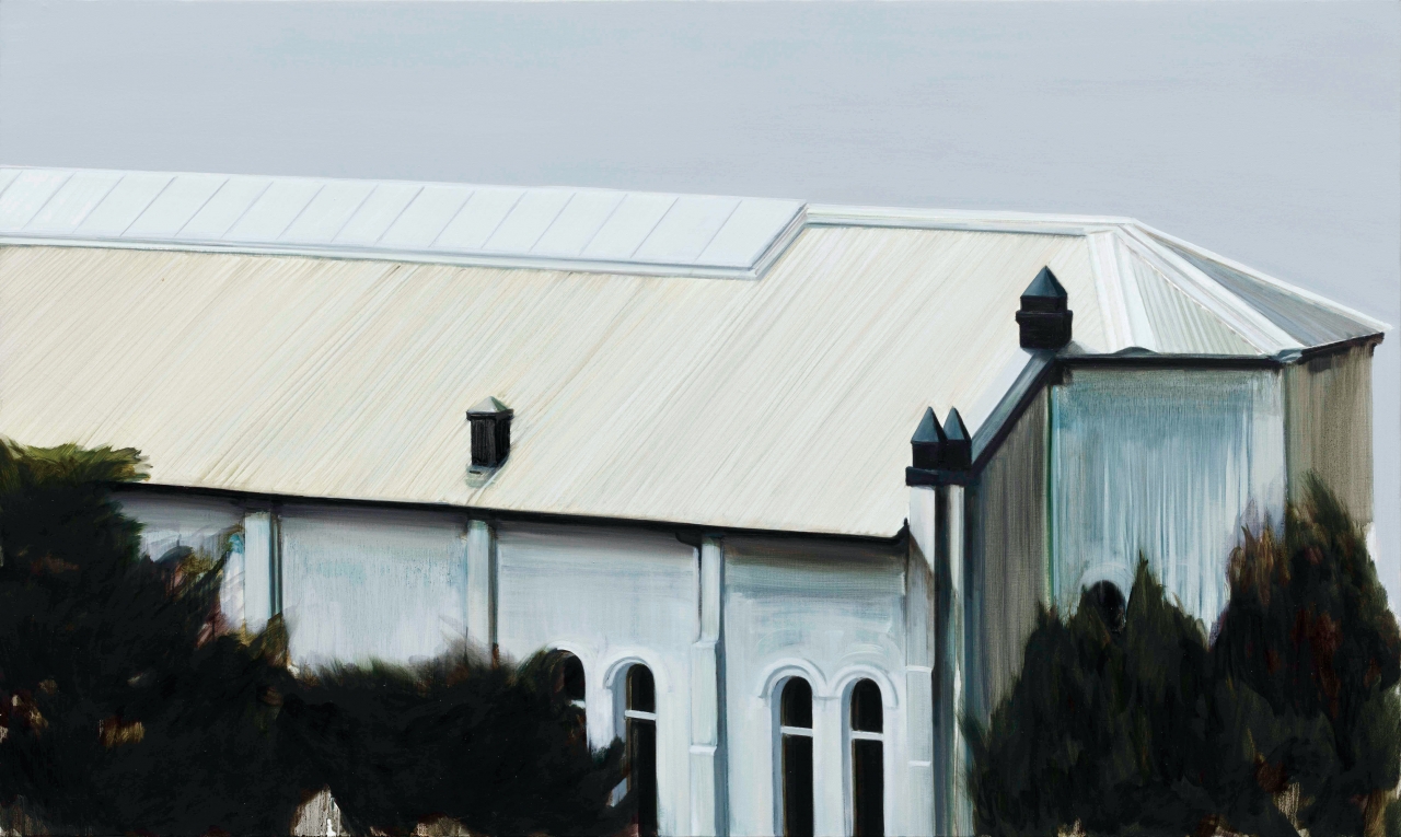 이재명, 내려다 본 지붕(상아색), 캔버스에 유채, 97 x 162.2 cm, 2017 (출처: 윤승갤러리)
