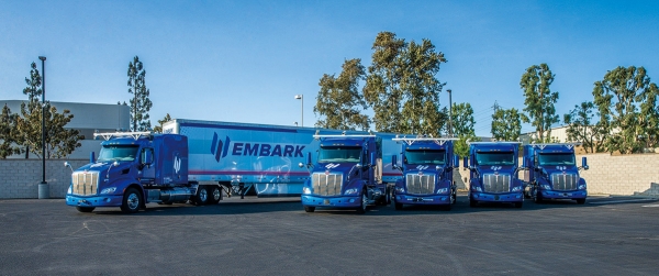 아마존이 테스트 중인 엠바크의 자율주행 트럭 (출처: Embark)