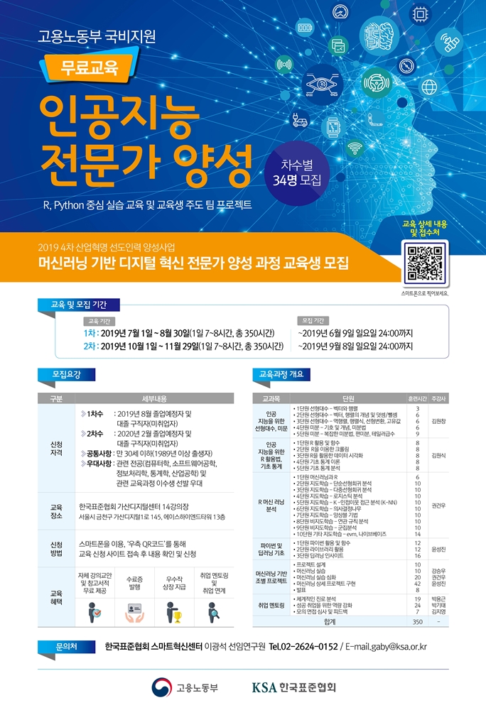 ‘머신러닝 기반 디지털 혁신 전문가 양성’ 교육 포스터 (자료: 한국표준협회)