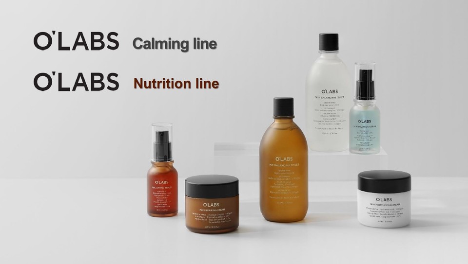 O’LABS 제풉은 카밍 라인과 뉴트리션 라인으로 나뉘어져 있다. (사진=알엠사이언스 제공)