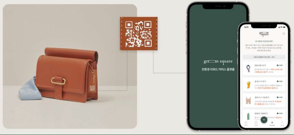 코드그린의 제품은 그린스퀘어로 연결되는 큐알코드를 가지고 있다. (사진=리더스오브그린소사이어티 제공)