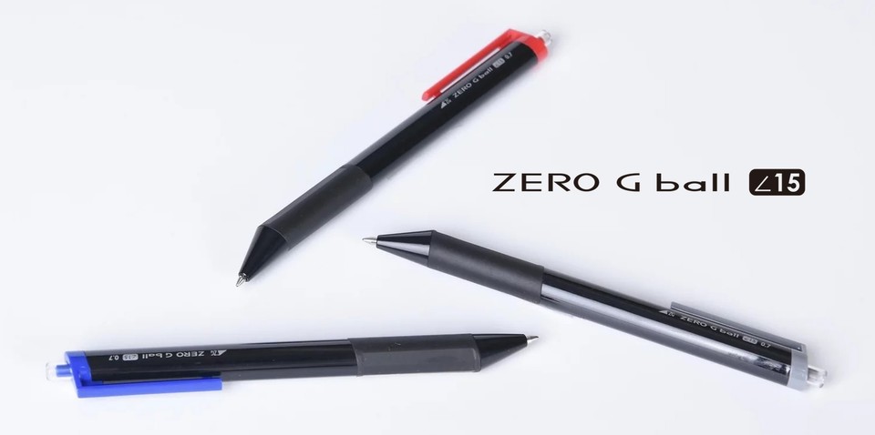 인체공학적 디자인으로 편안한 필기감을 선사하는 필기구 ‘ZERO G ball(제로지 볼 15도)’(사진=제로지텍)