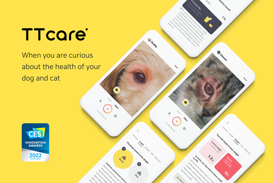 에이아이포펫의 AI 기반 반려동물 건강관리 앱 서비스 ‘티티케어’는 CES 2022에서 혁신상을 받았다(사진=에이아이포펫)