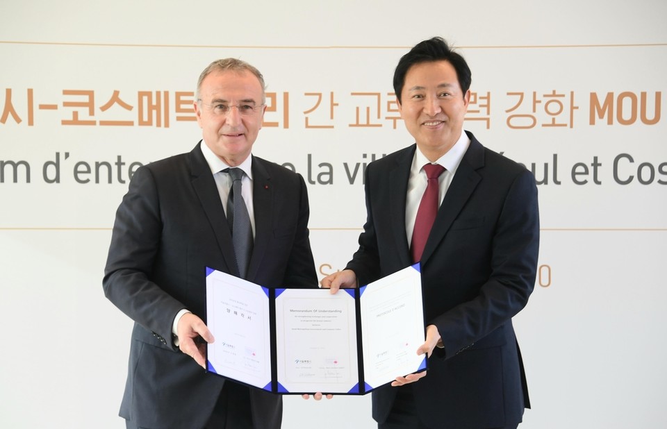 (왼쪽부터)마크-앙투안 쟈메 회장과 오세훈 서울시장(사진=서울시)