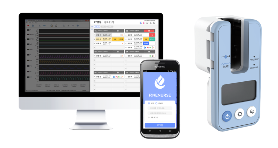 (왼쪽부터)스마트병동 현황판, PDA APP, 수액 모니터링 기기(사진=라이튼테크놀로지)