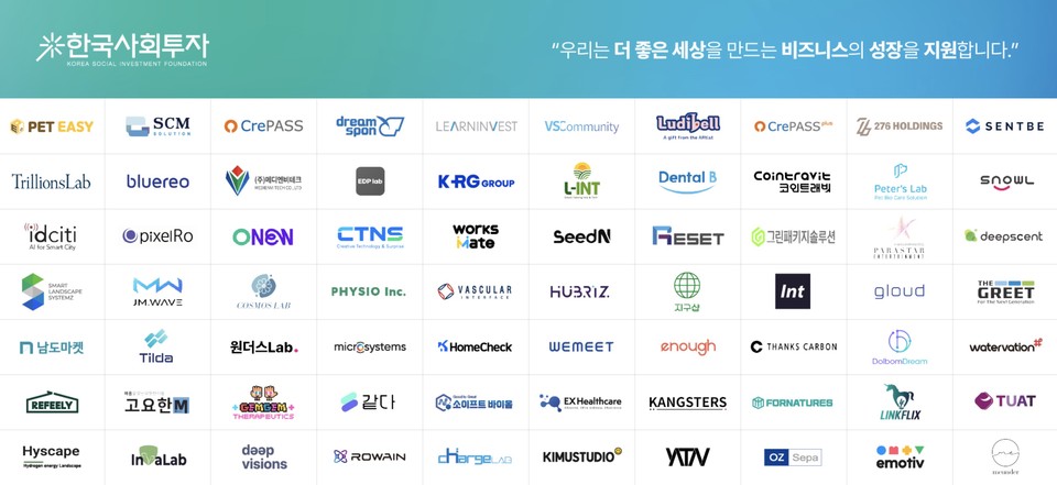 한국사회투자의 포트폴리오사(사진=한국사회투자)